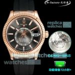 N+ Swiss Copy Rolex Gain Weight Sky-Dweller Rubber Strap World Timer Rhodium Grey Dial Watch 